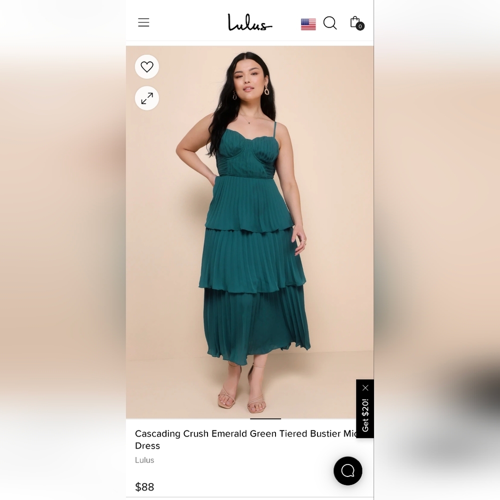 Cascading Crush Emerald Green Tiered Bustier Midi Dress